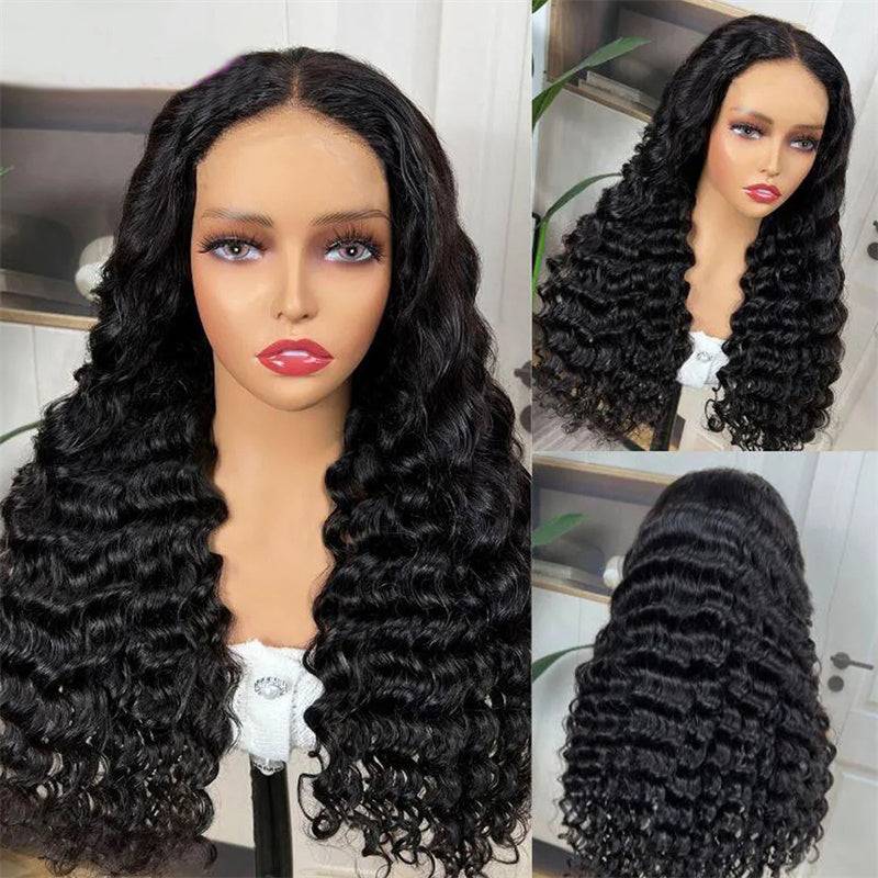 eullair Glueless Breathable Air Cap Deep Wave Human Hair Wig 4x4/5x5/13x4 Pre Cut Lace Frontal Wig Pre Plucked Ready To Wear For Women