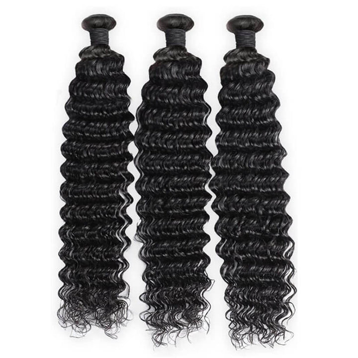 eullair Deep Wave Hair Bundles 3/4 PCS Deal 10A Virgin Human Hair Weave