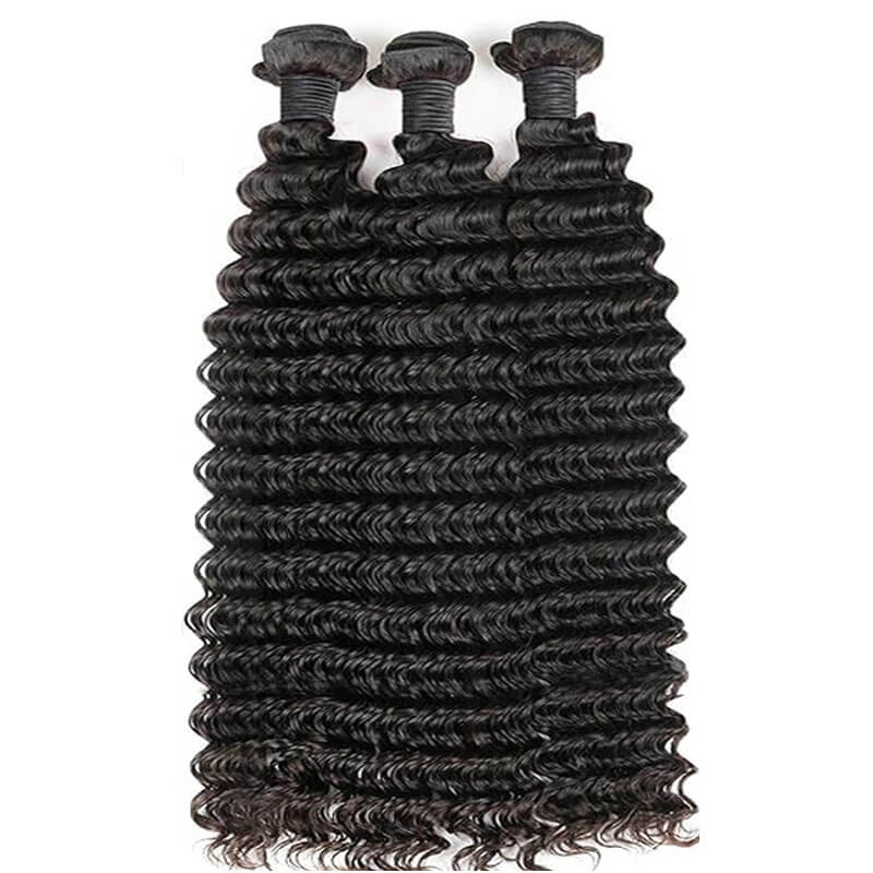 eullair Deep Wave Hair Bundles 3/4 PCS Deal 10A Virgin Human Hair Weave