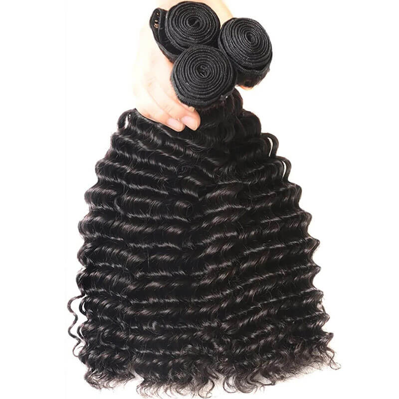 eullair Deep Wave Hair Bundles 3/4 PCS Deal 10A Virgin Human Hair Weave