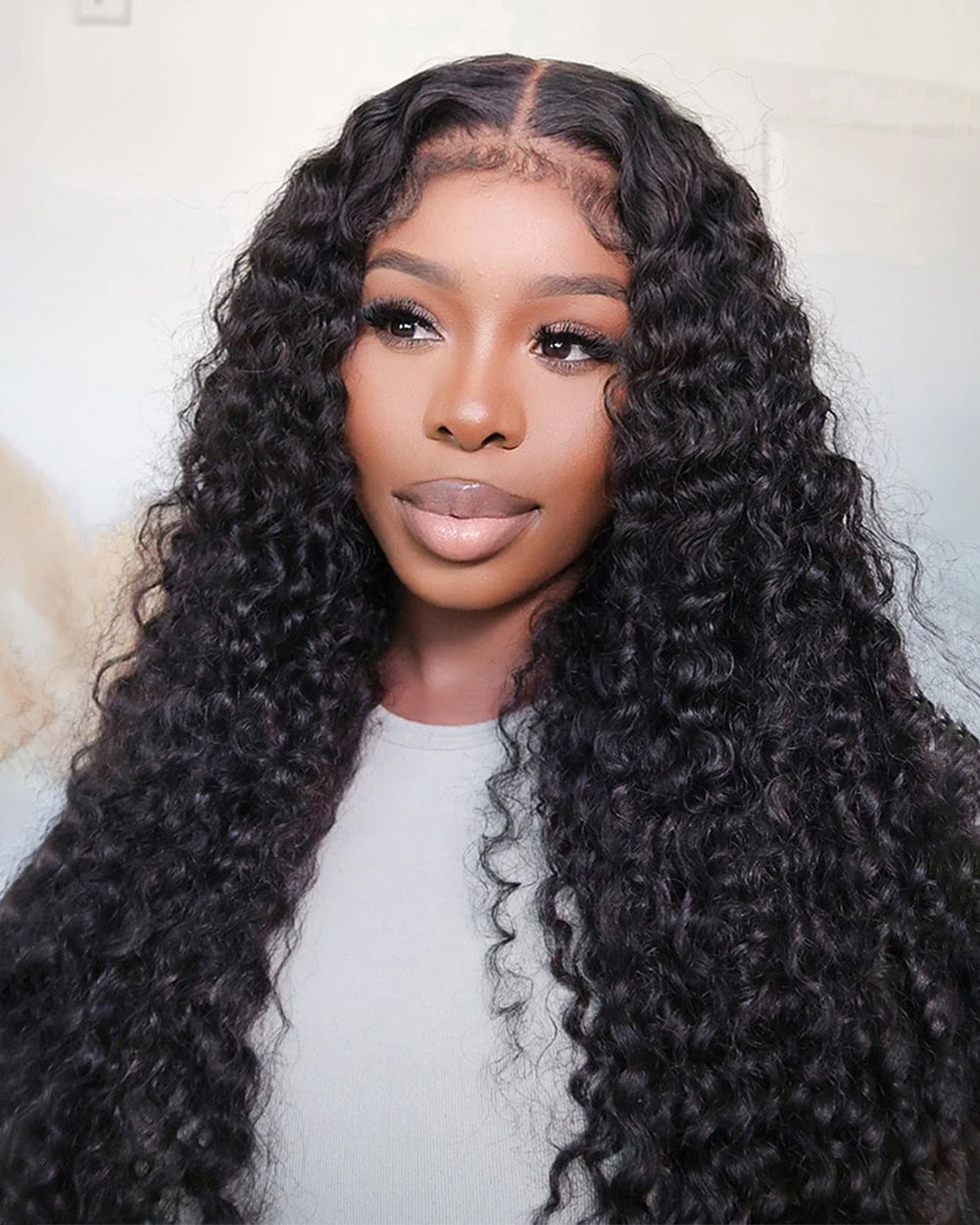 eullair Deep Wave Bundles with Closure/Frontal Cambodian Double Drawn Raw Hair Extensions 3/4 Pcs with 4x4 5x5 13x4 Closur/Frontal for Sew In Quick Weave