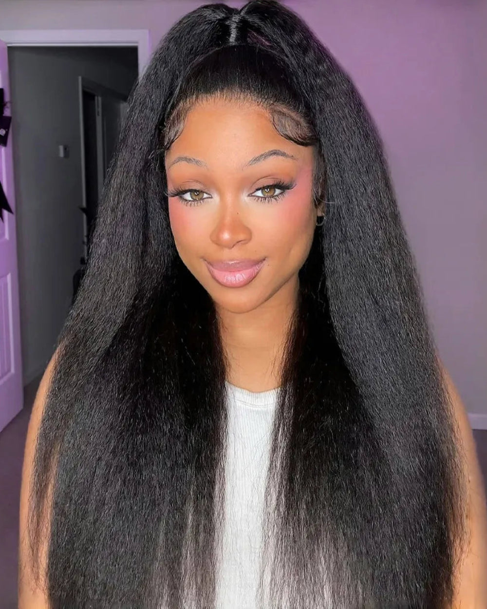 eulair 13x4 6x4 Wear Go Wig Drawstring Kinky Straight Wigs Pre Plucked Lace Frontal Human Hair Wigs