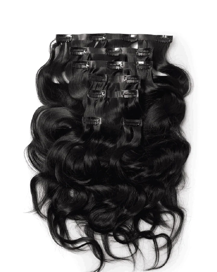 eullair 250g 14PCS Body Wave Seamless PU Clip In Extensions 100% Remy Human Hair