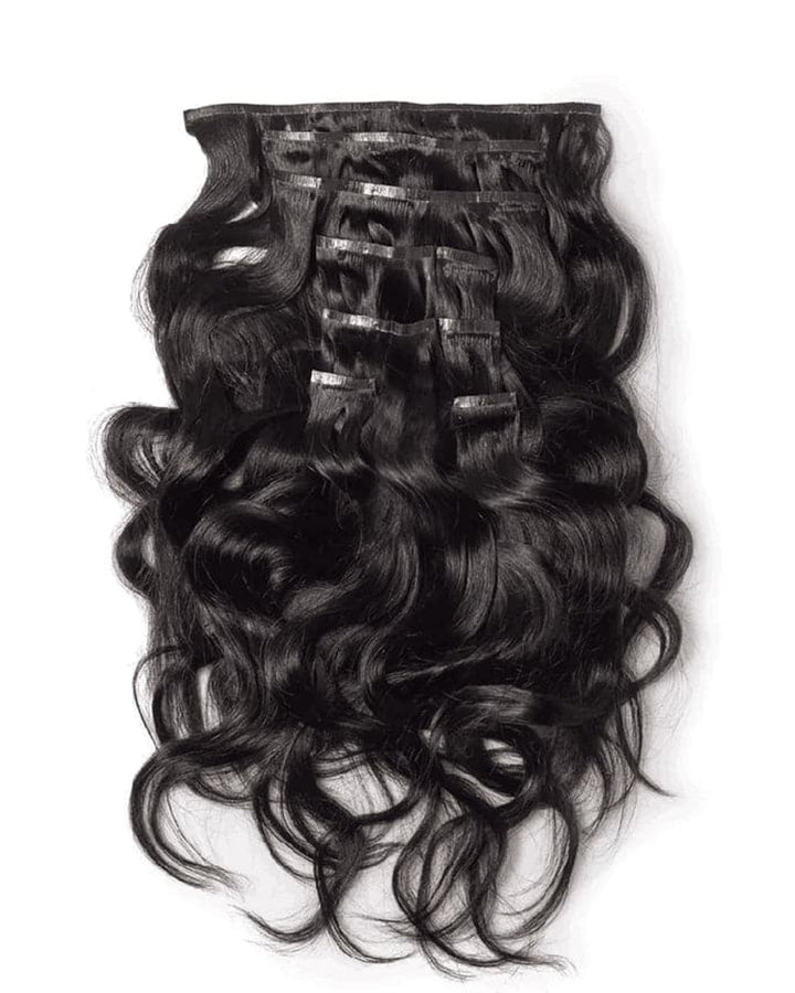 eullair 250g 14PCS Body Wave Seamless PU Clip In Extensions 100% Remy Human Hair