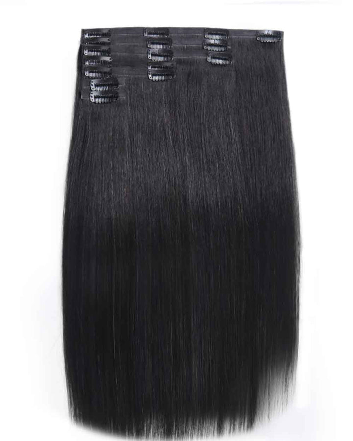 eullair 250g 14PCS Seamless PU Clip in Extensions Silky Straight Human Hair