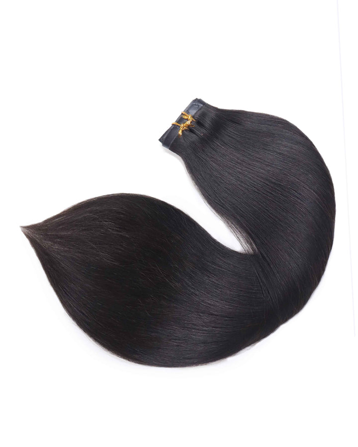 eullair 250g 14PCS Seamless PU Clip in Extensions Silky Straight Human Hair