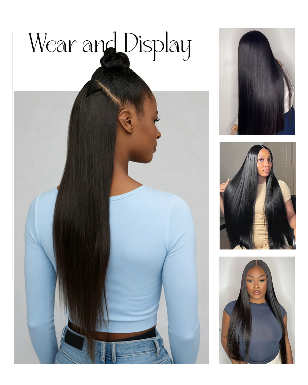 eullair 250g 14PCS Seamless PU Clip in Extensions Silky Straight Human Hair