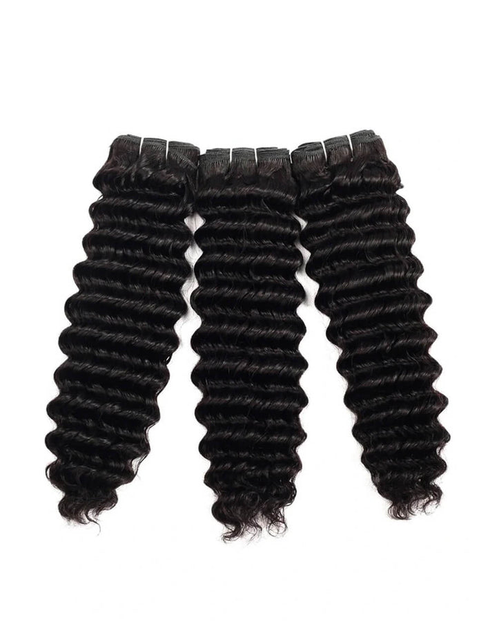 eullair 2x6 Deep Part Lace Closure with 3 Bundles Deep Wave Hair - Glueless Pre-Plucked Virgin Hair Bundle Deals