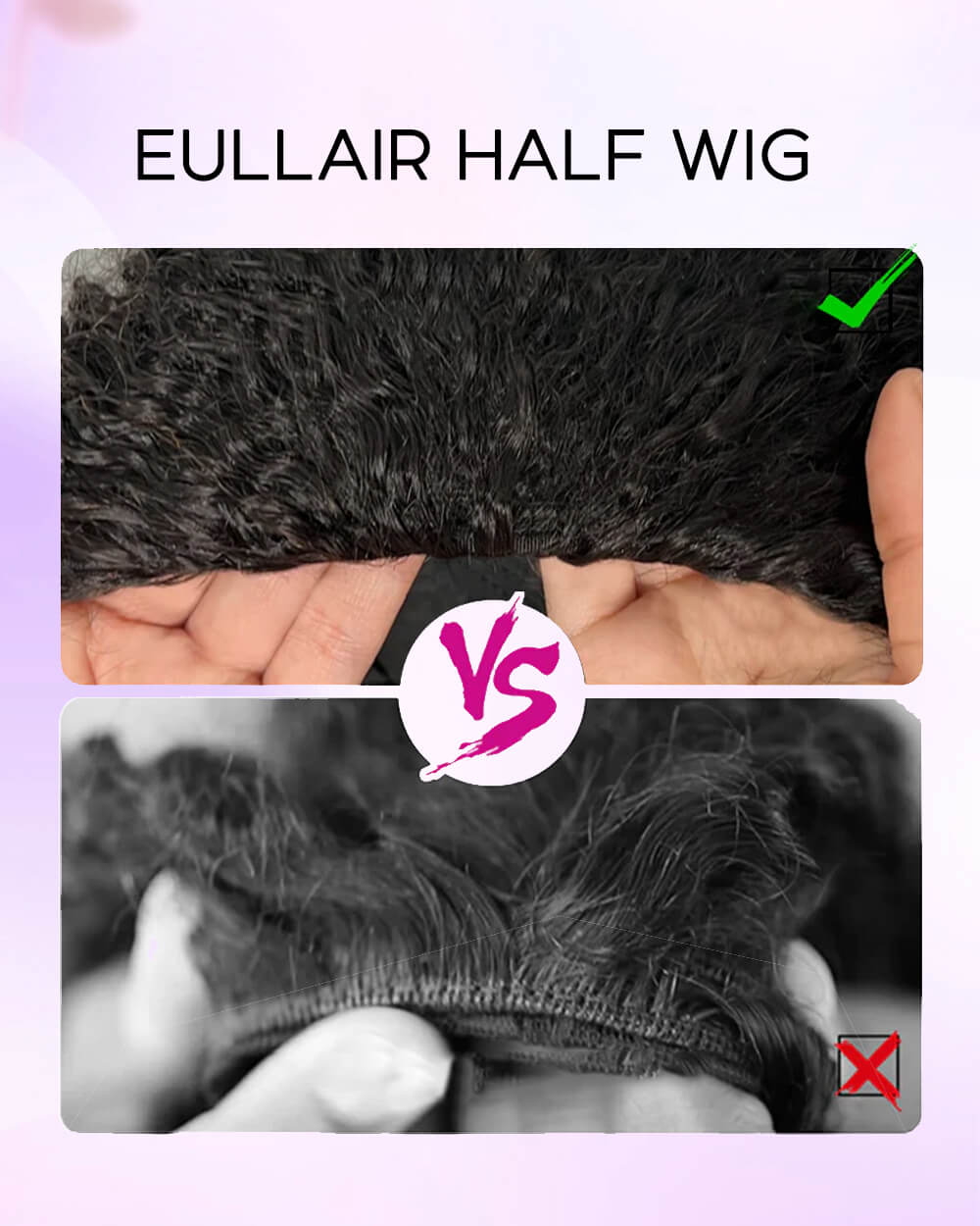 eullair 3 in 1 Half Wig Burmese Curly Beginner Friendly No Glue Easy Install