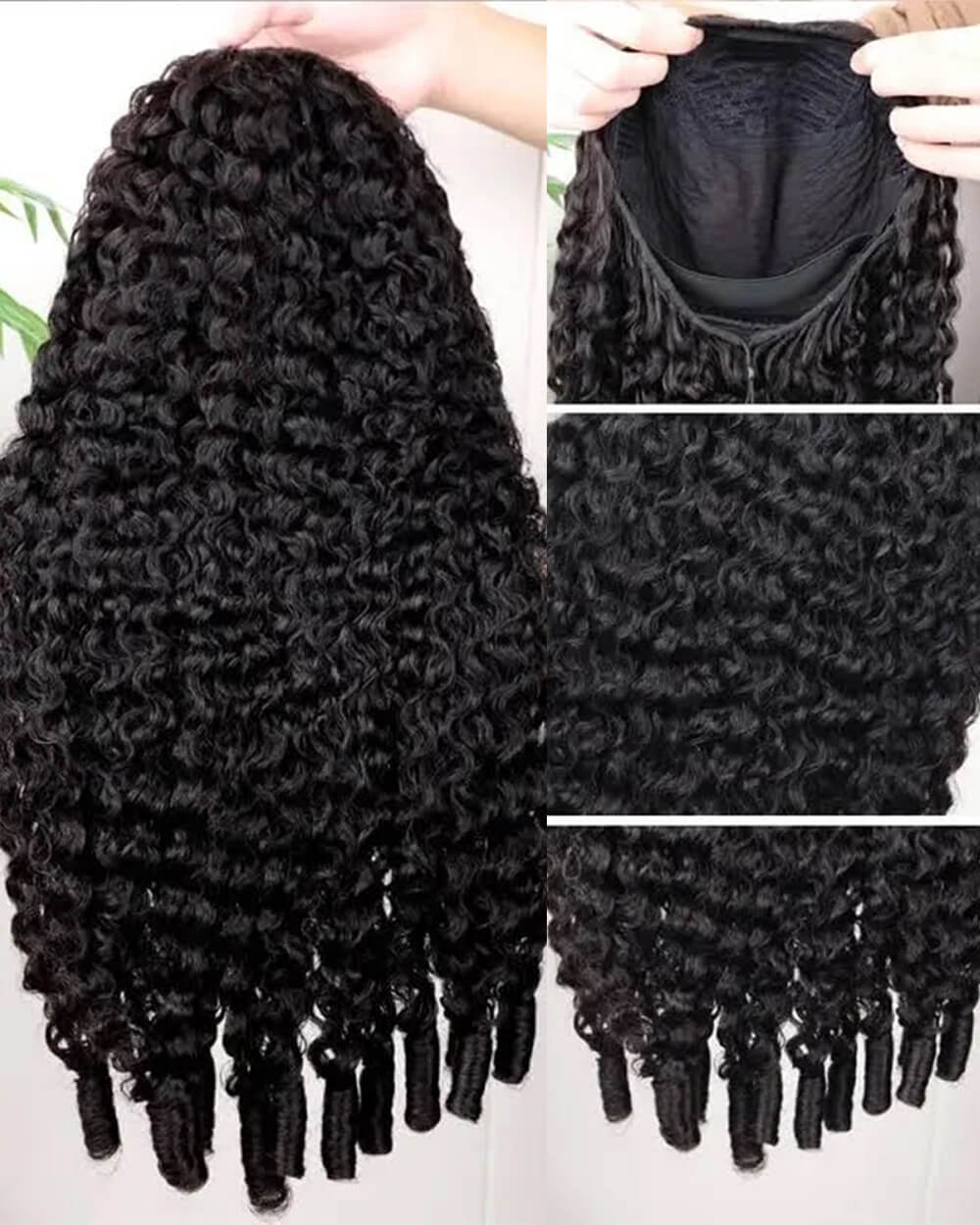 eullair 3 in 1 Half Wig Burmese Curly Beginner Friendly No Glue Easy Install