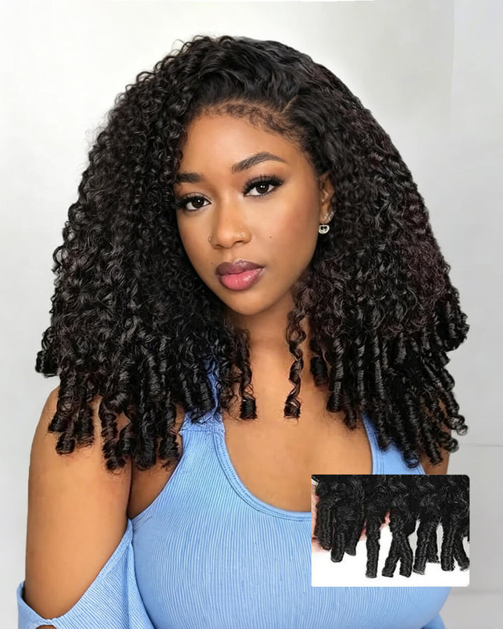 eullair 3 in 1 Half Wig Burmese Curly Beginner Friendly No Glue Easy Install