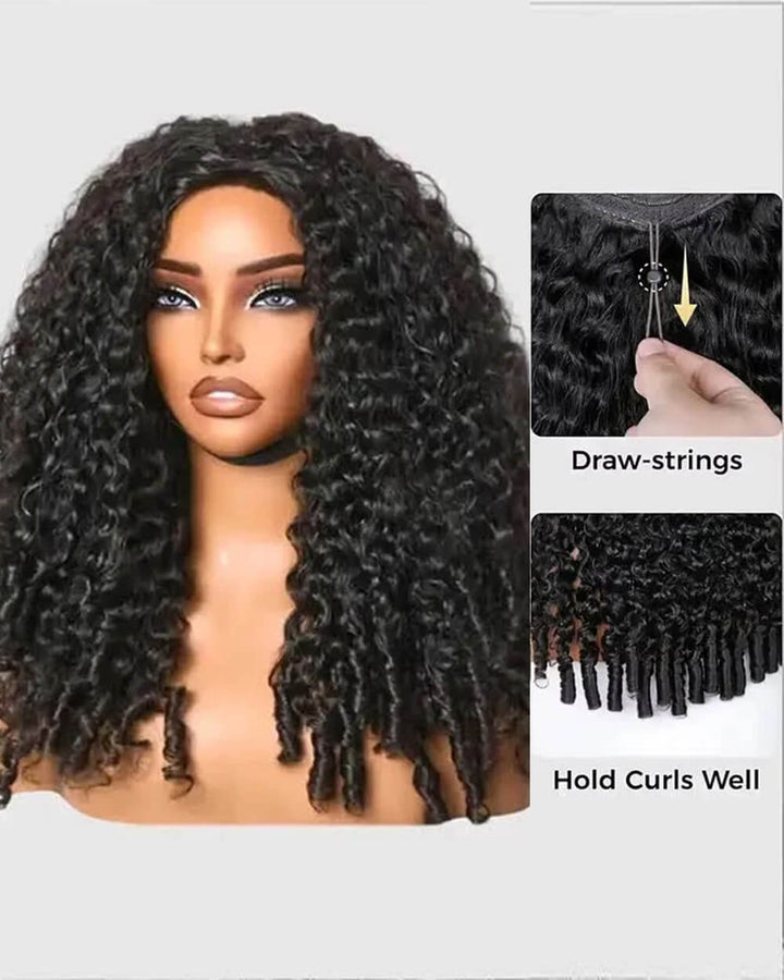 eullair 3 in 1 Half Wig Burmese Curly Beginner Friendly No Glue Easy Install