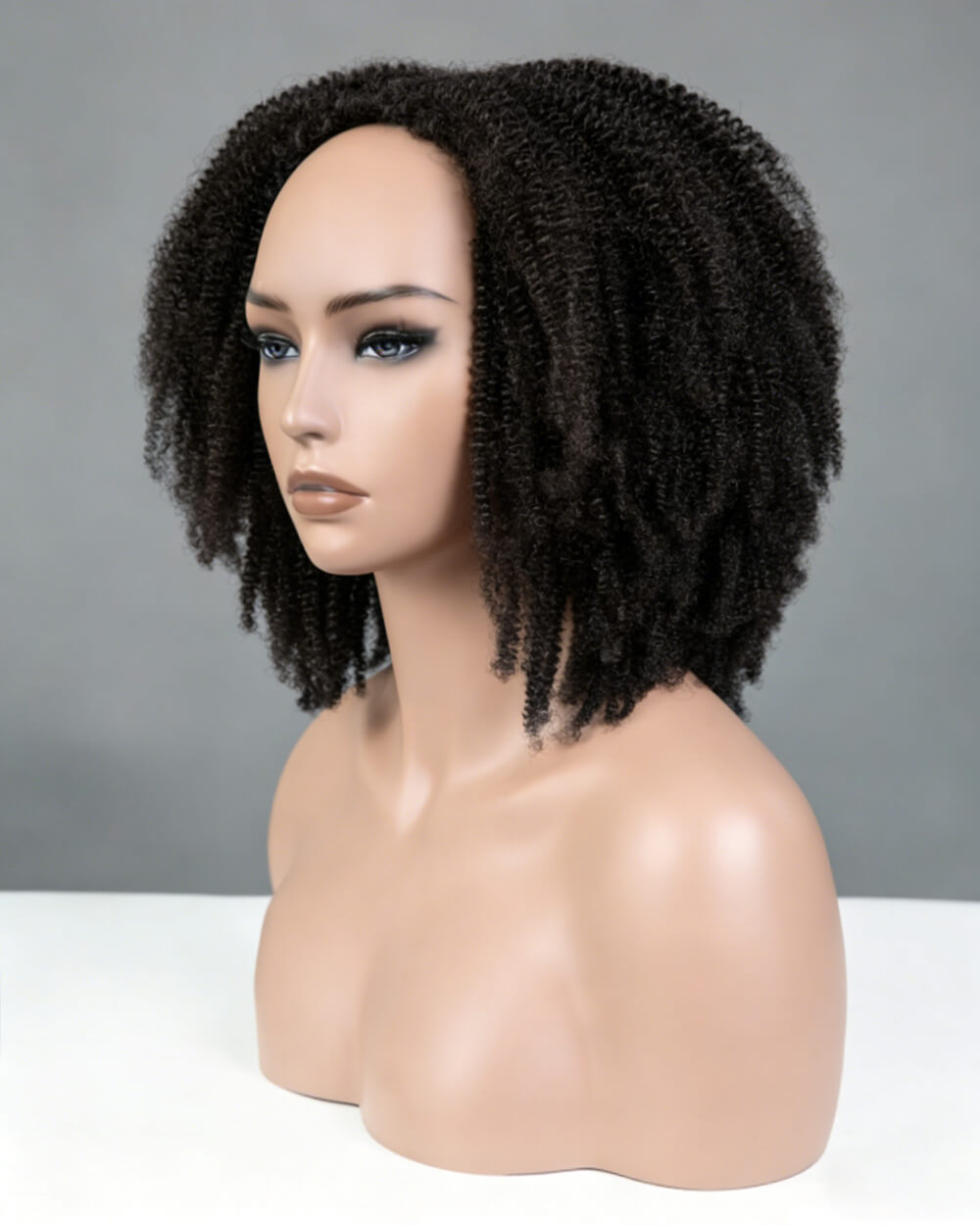 eullair 3 in 1 Half Wig  Kinky Curly Human Hair Fluffy Afro Texture Natural Volume Easy Install