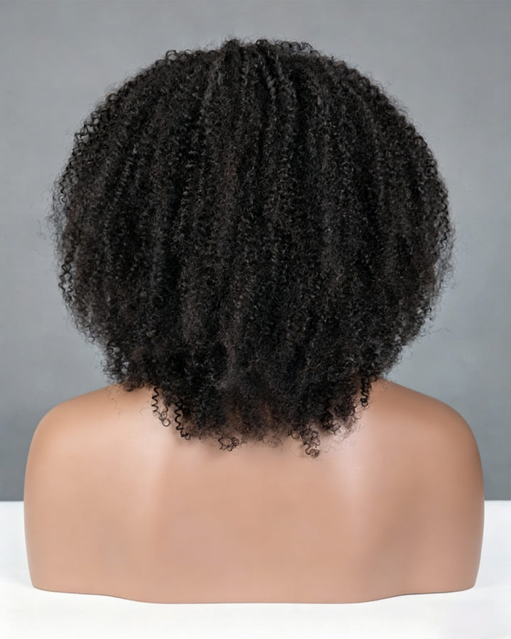 eullair 3 in 1 Half Wig  Kinky Curly Human Hair Fluffy Afro Texture Natural Volume Easy Install