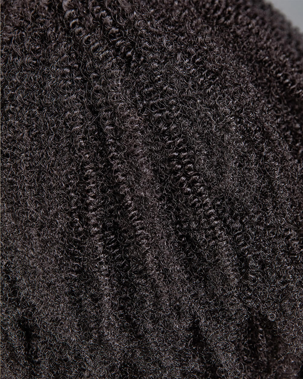 eullair 3 in 1 Half Wig  Kinky Curly Human Hair Fluffy Afro Texture Natural Volume Easy Install