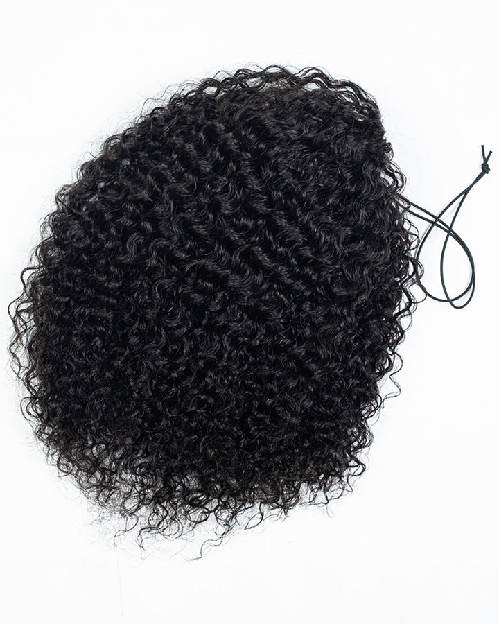 eullair 3 in 1 Water Curly Half Wig 100% Human Hair Natural Volume Soft Defined Curls