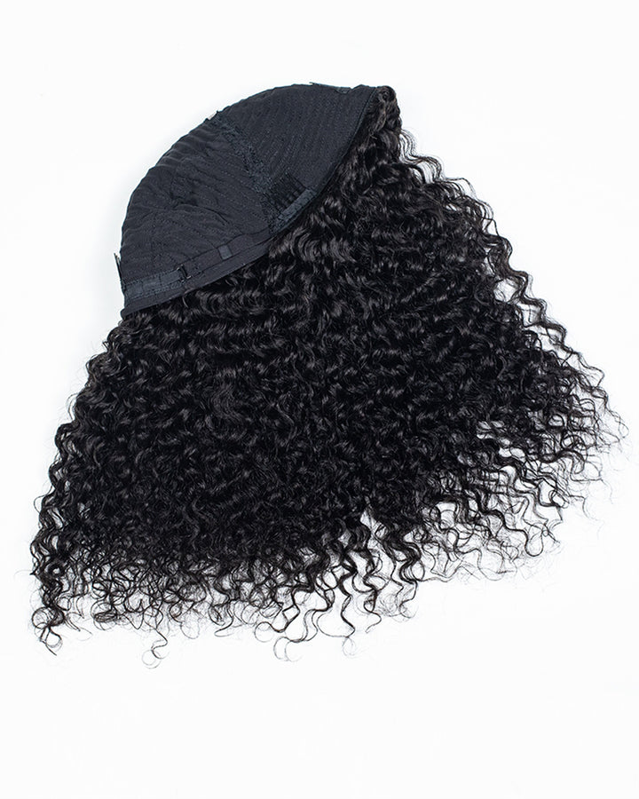 eullair 3 in 1 Water Curly Half Wig 100% Human Hair Natural Volume Soft Defined Curls