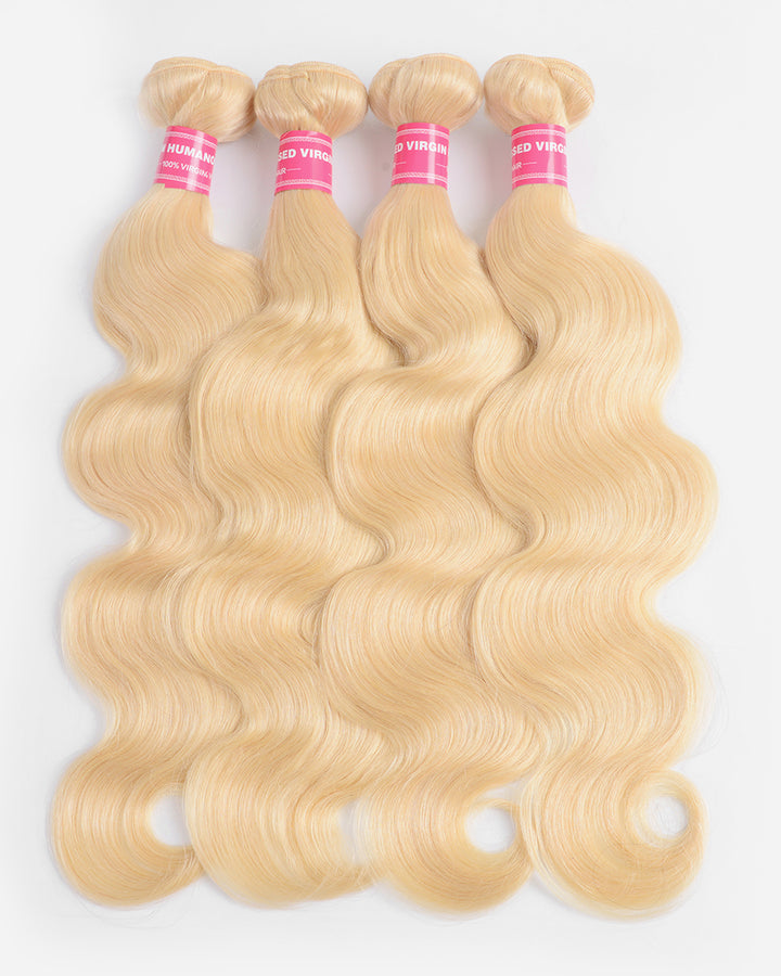 eullair 613 Blonde Body Wave Weave Bundles With Closure 3 Pack Bundles And 4x4 Closure High Quality Virgin Human Hair