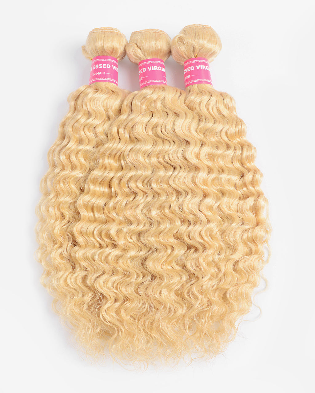 eullair 613 Blonde Deep Wave Hair Extensions 3 Bundles With Lace Closure Premium Virgin Human Hair