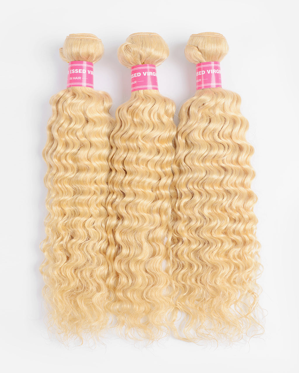 eullair 613 Blonde Deep Wave Hair Extensions 3 Bundles With Lace Closure Premium Virgin Human Hair