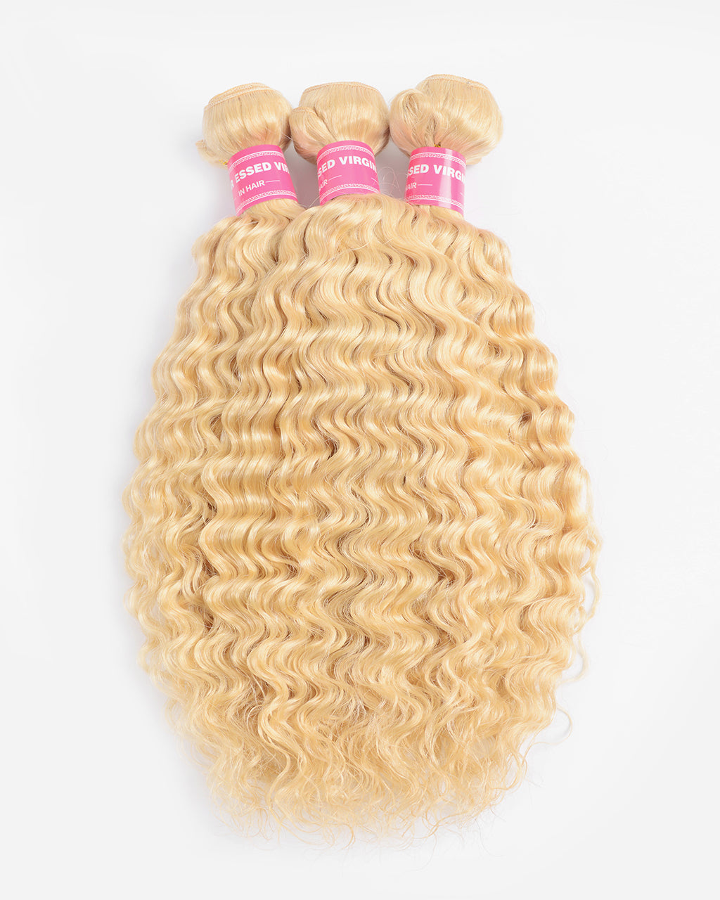 eullair 613 Blonde Deep Wave Hair Extensions 3 Bundles With Lace Closure Premium Virgin Human Hair