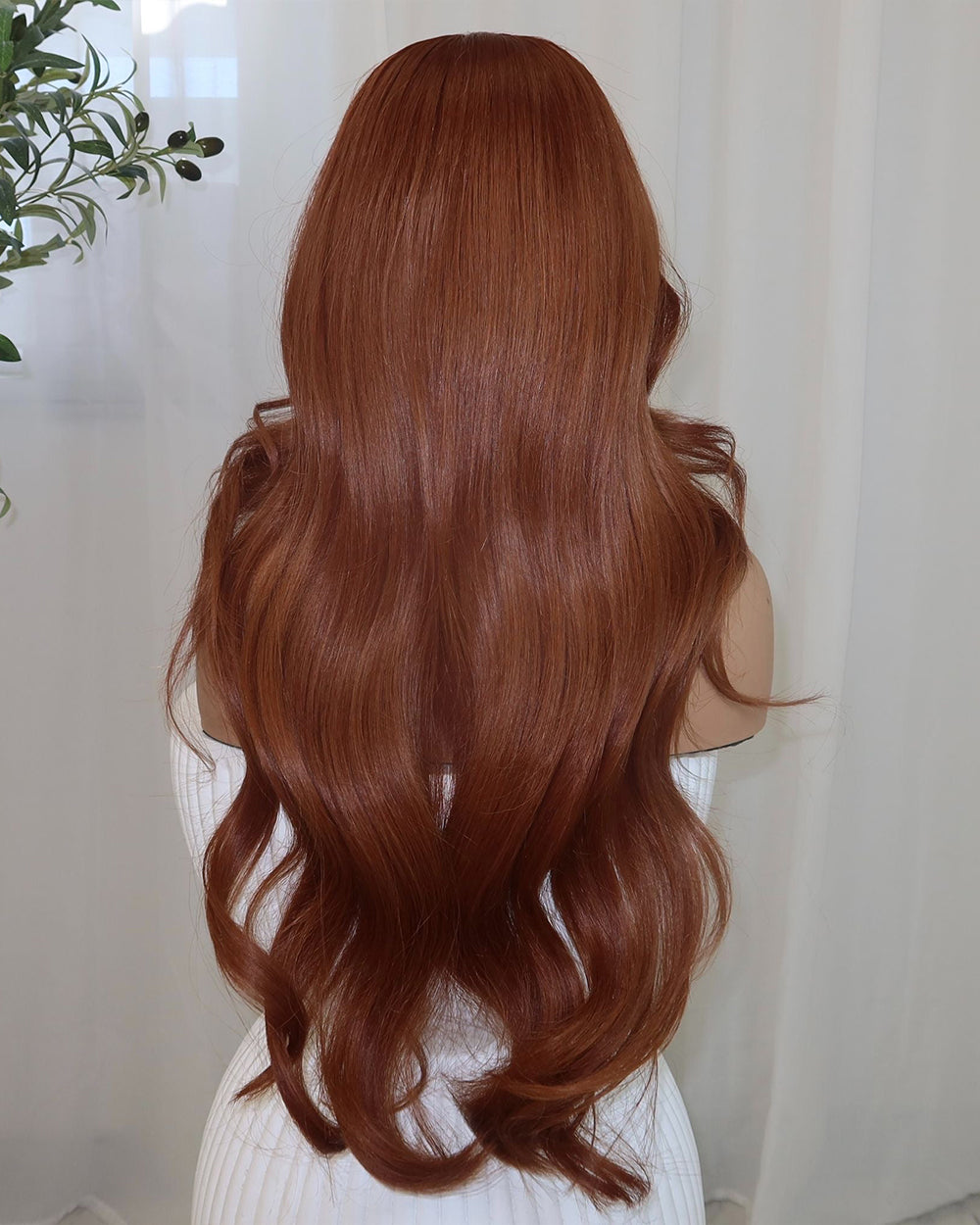 eullair Auburn Ginger Lace Front Wig 13x4 Long Wavy Human Hair Copper Red Glueless Pre-Plucked Natural Hairline