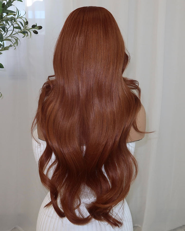 eullair Auburn Ginger Lace Front Wig 13x4 Long Wavy Human Hair Copper Red Glueless Pre-Plucked Natural Hairline