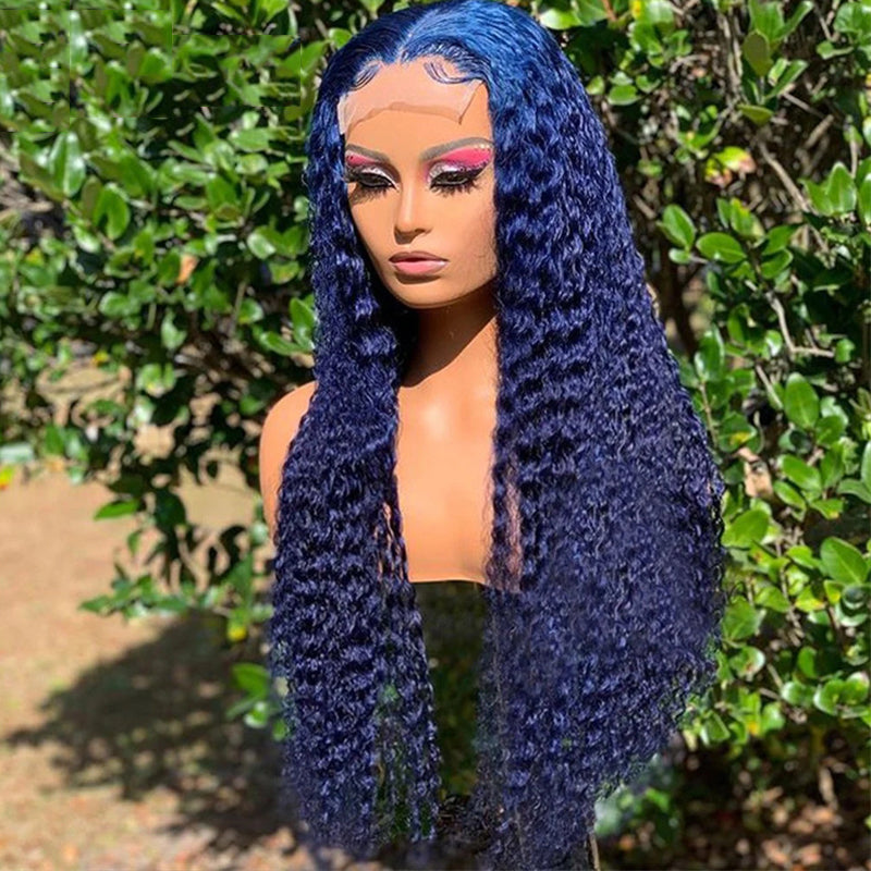 Flawless Blue! eullair Navy Blue Body Wave/Straight/Curly Human Hair Lace Frontal Wig | TikTok Saebunny Recommend