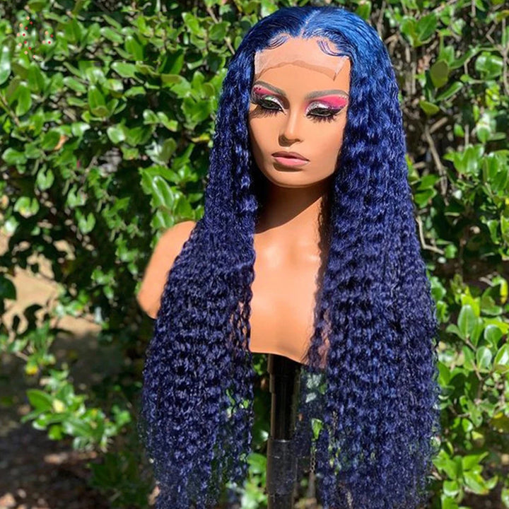 Flawless Blue! eullair Navy Blue Body Wave/Straight/Curly Human Hair Lace Frontal Wig | TikTok Saebunny Recommend