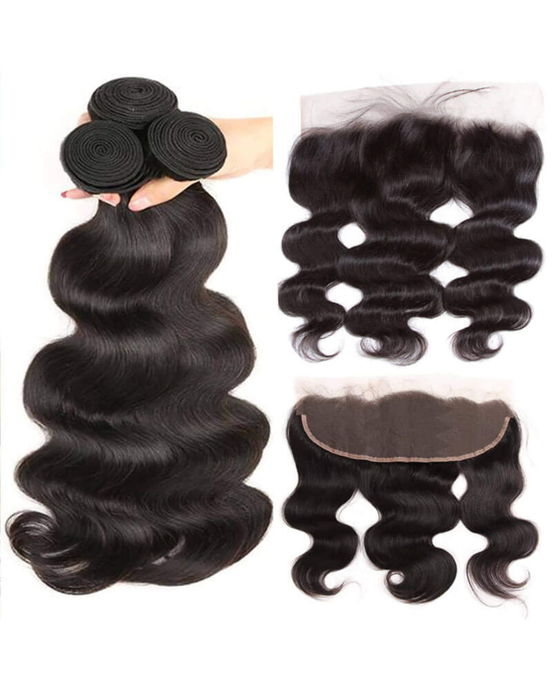 Eullair Body Wave Bundles with Closure & Frontal – 3 Bundles Human Hair Deals with 4x4/ 5x5/ 13x4/ 13x6 Frontal