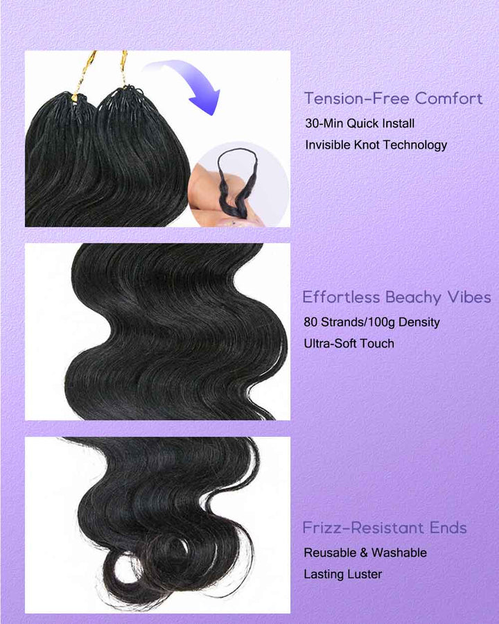 eullair Body Wave Crochet Hair - 100g Pack (80 Strands) for Extra Volume