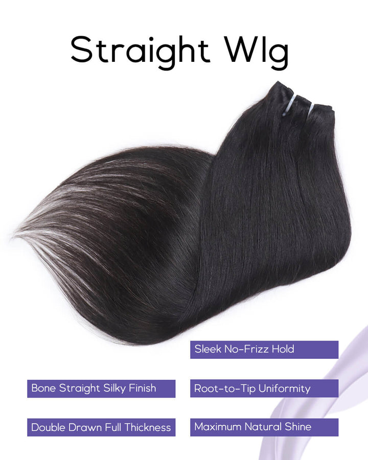eullair Raw Hair Bone Straight 3 Bundles with 2x6 Lace Closure 100% Raw Human Hair