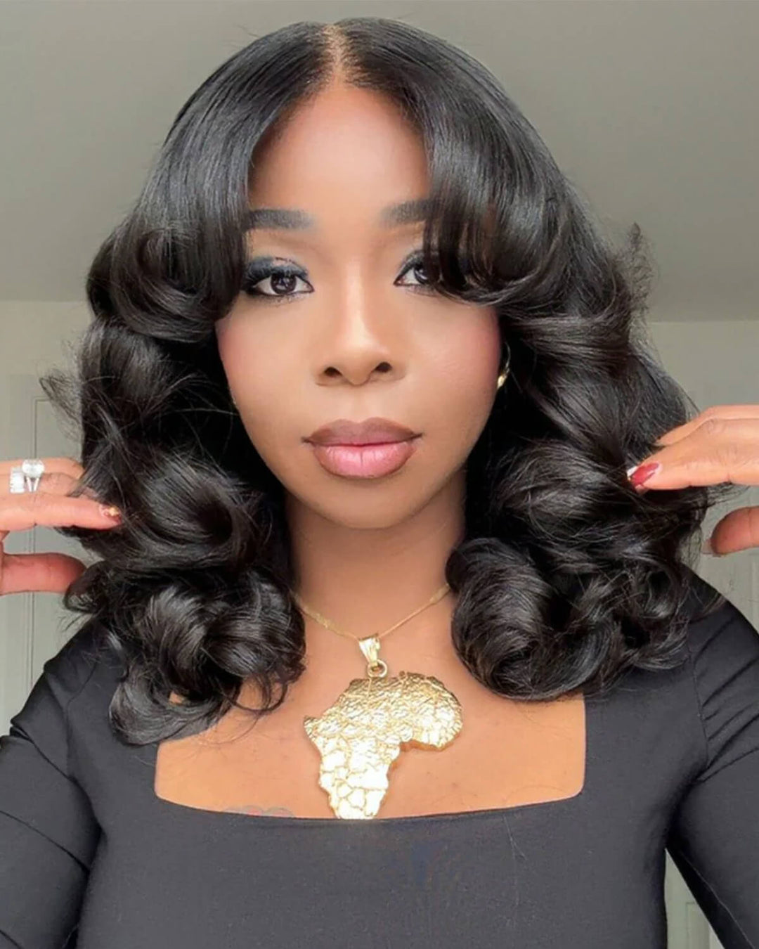 eullair Bouncy Wave Put On Go Glueless Wig 9x6 Pre Cut Short Bob Wig With Curtain Bangs Human Hair Wigs