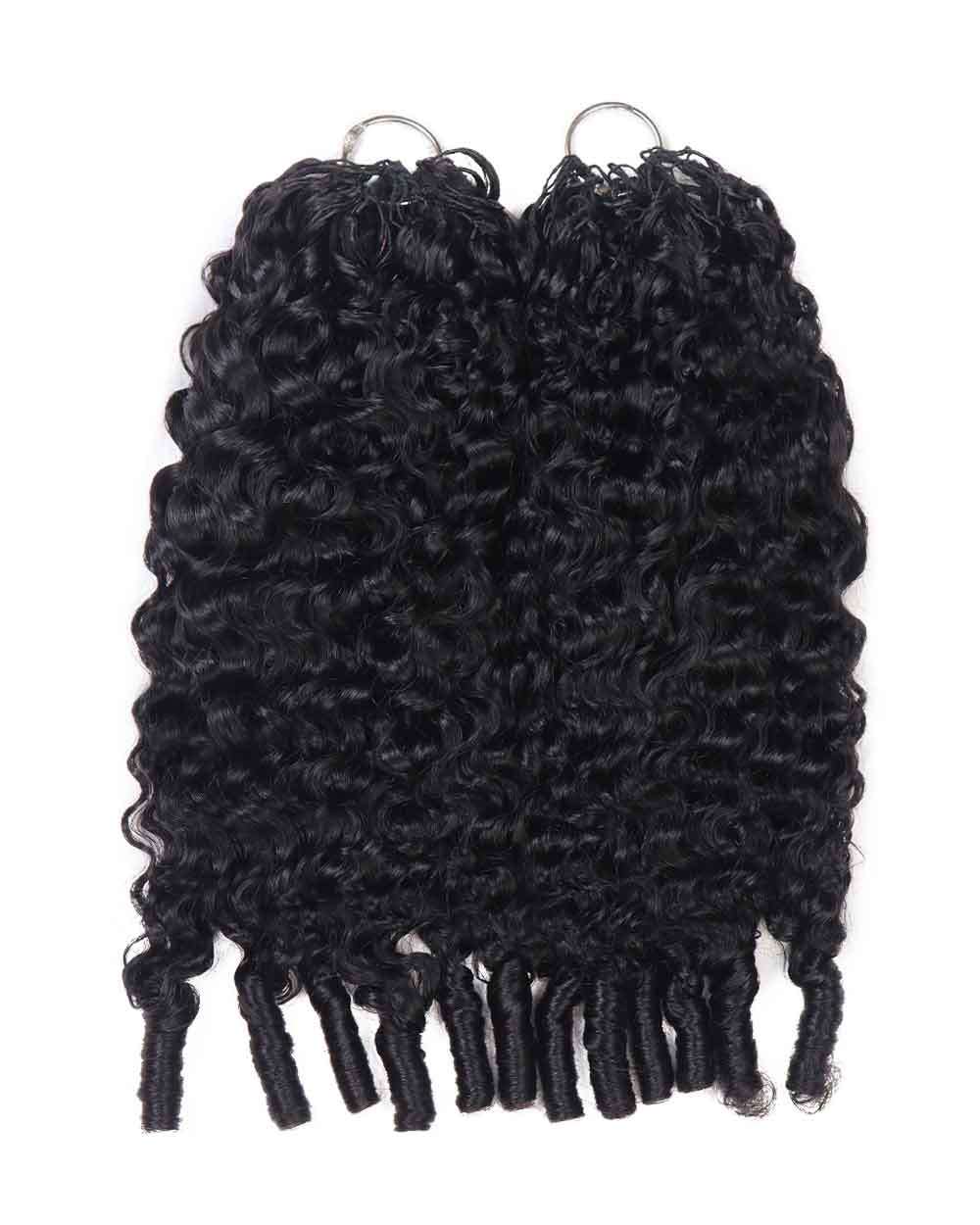 eullair Burmese Curly Hair - Lightweight 100% Human Hair Crochet Extensions