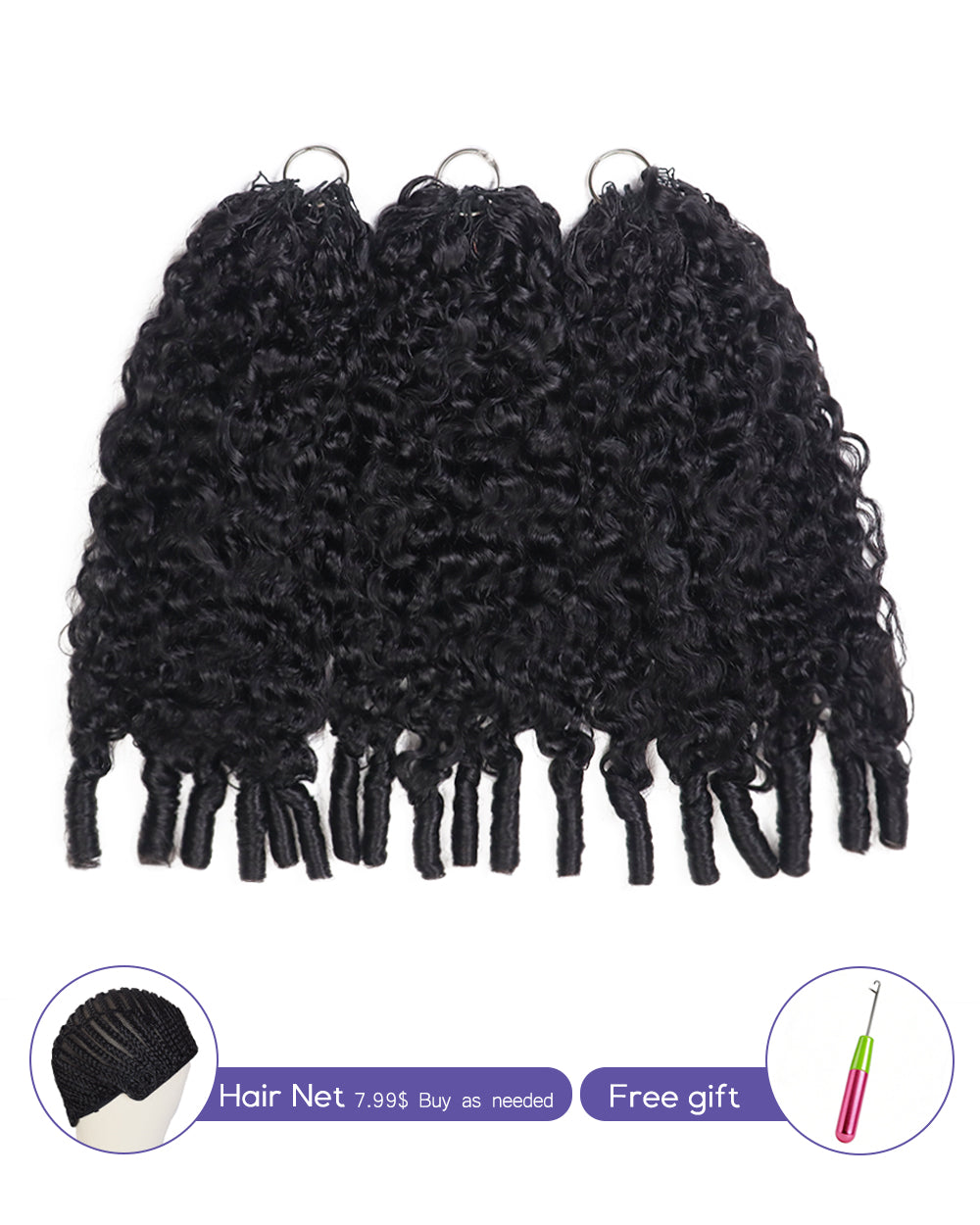 eullair Burmese Curly Hair - Lightweight 100% Human Hair Crochet Extensions