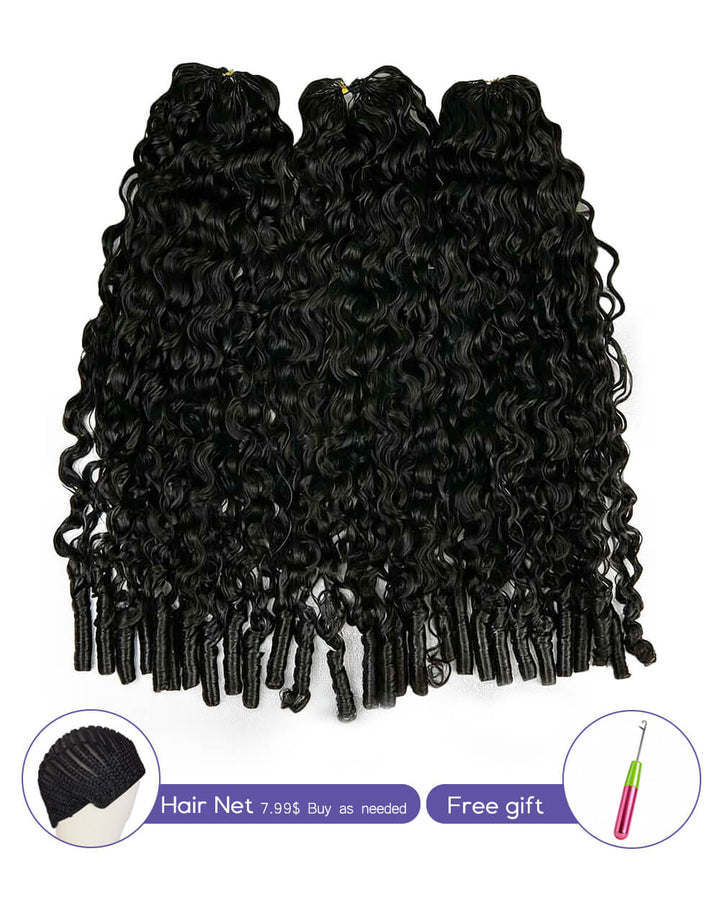 eullair Burmese Curly Hair - Lightweight 100% Human Hair Crochet Extensions