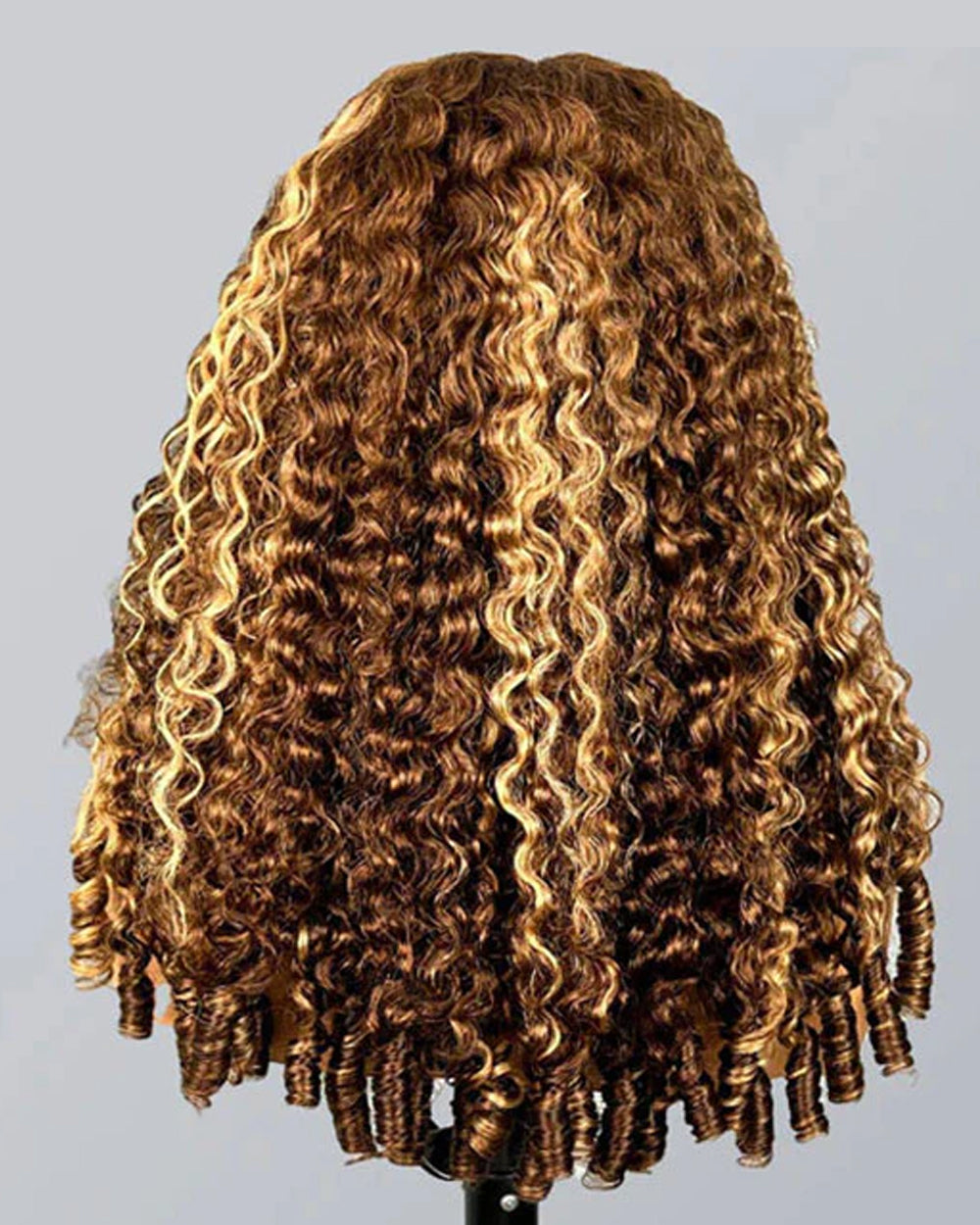 eullair Burmese Curly Highlight Wig P4/27 | Fluffy Defined Curls V Part Human Hair Wig