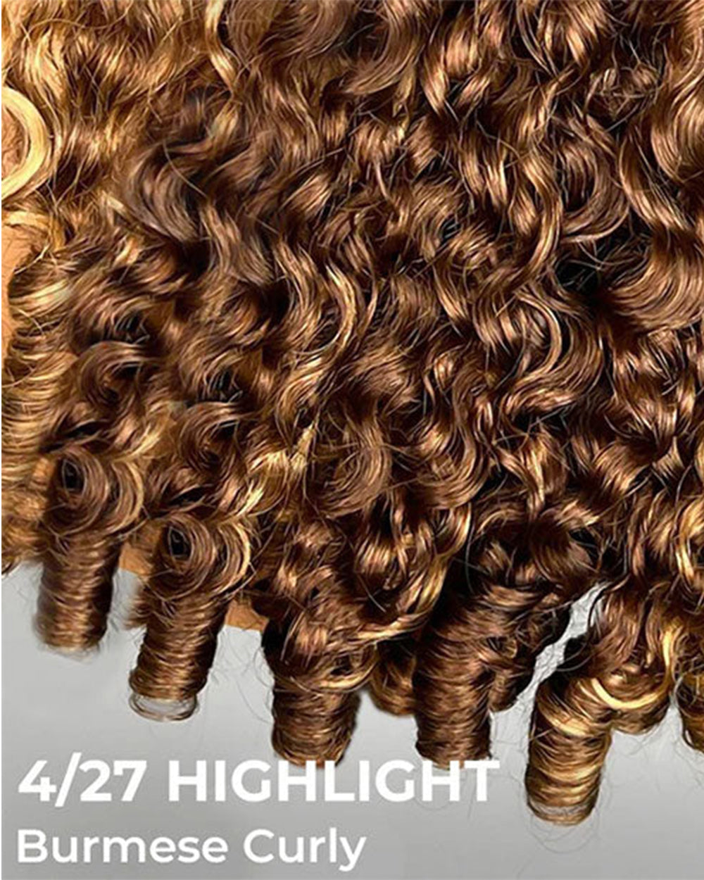 eullair Burmese Curly Highlight Wig P4/27 | Fluffy Defined Curls V Part Human Hair Wig