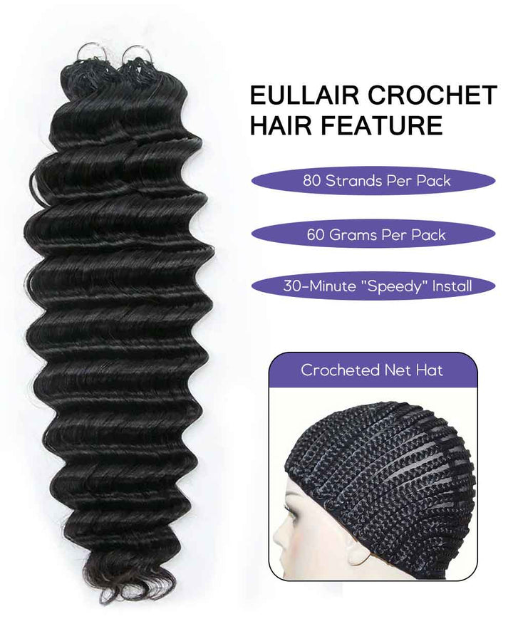 eullair Deep Wave Crochet Braiding Hair - Bleachable 100% Virgin Human Hair