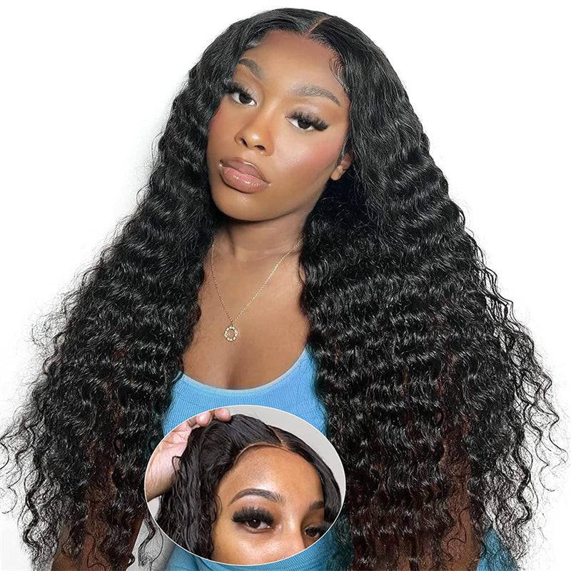 eullair Deep Wave Wear Go Glueless Human Hair Wig Pre Cut 4x6 5x5 HD Lace Closure Wig 30s Quick Install Pre Plucked Hairline