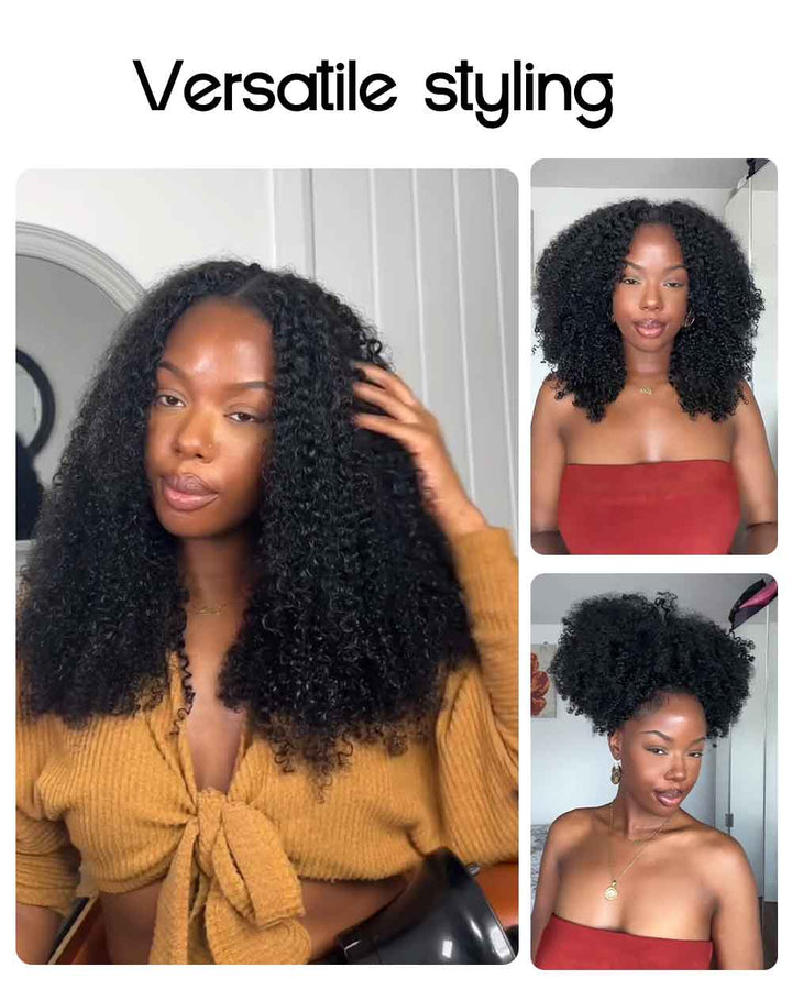 eullair Feather Crochet Curly Hair - 3C-4A Kinky Coily 100% Human Hair Pre-Looped