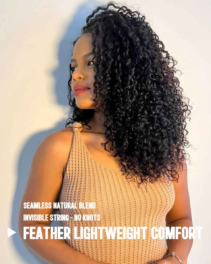 eullair Feather Crochet Curly Hair - 3C-4A Kinky Coily 100% Human Hair Pre-Looped