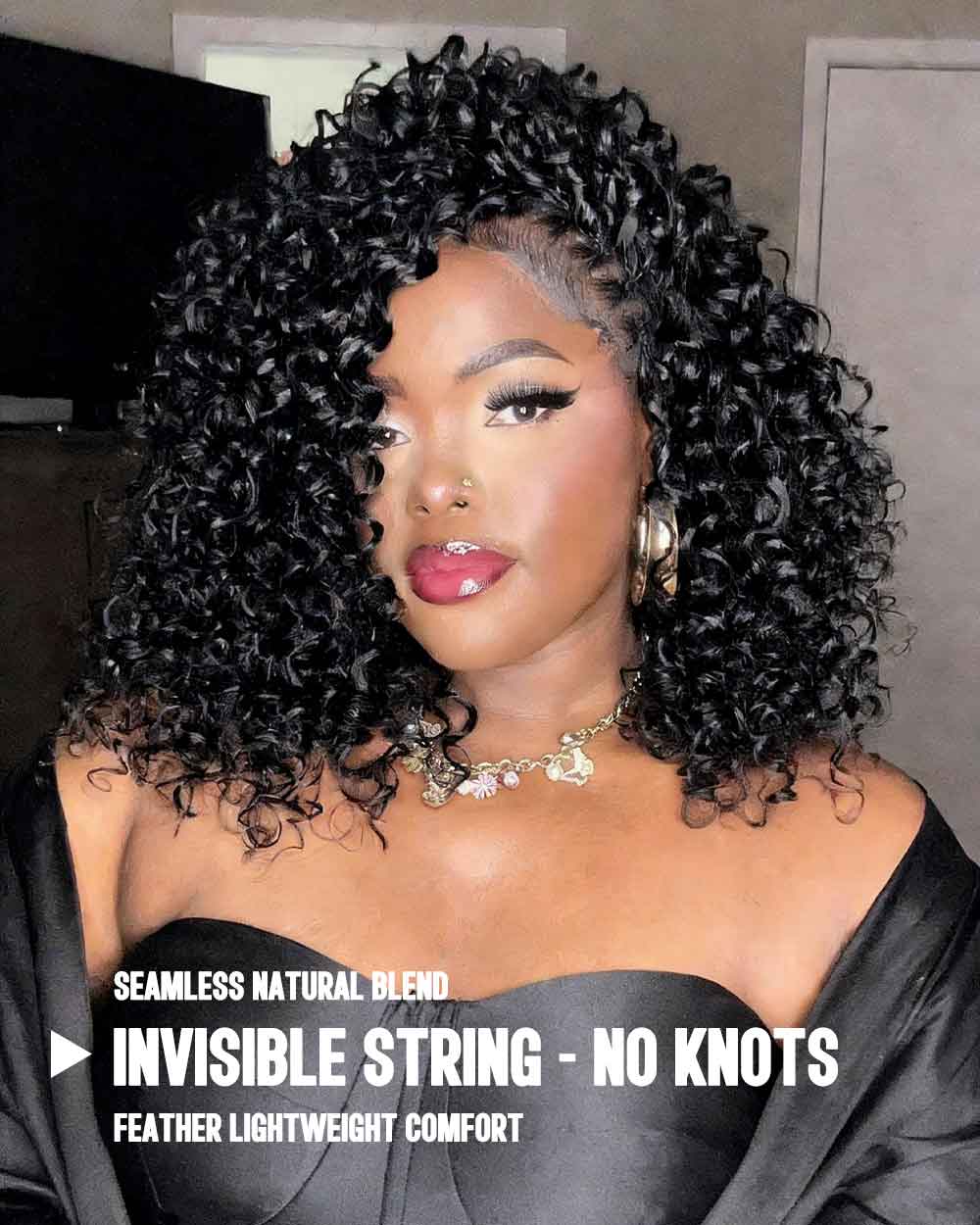 eullair Feather Crochet Curly Hair - 3C-4A Kinky Coily 100% Human Hair Pre-Looped