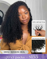 eullair Feather Crochet Curly Hair - 3C-4A Kinky Coily 100% Human Hair Pre-Looped