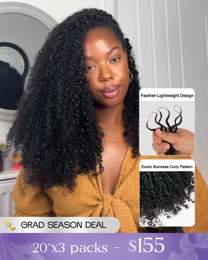 eullair Feather Crochet Curly Hair - 3C-4A Kinky Coily 100% Human Hair Pre-Looped