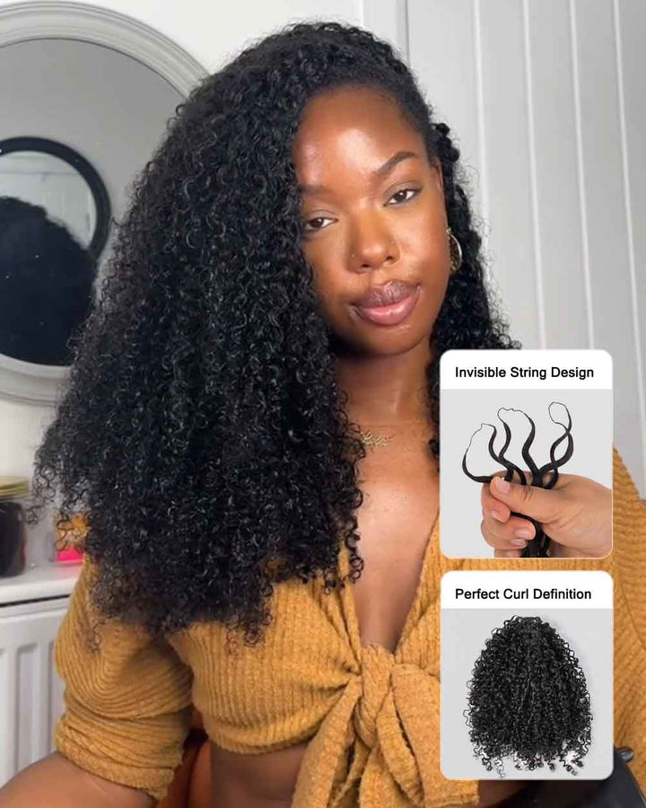 eullair Feather Crochet Curly Hair - 3C-4A Kinky Coily 100% Human Hair Pre-Looped