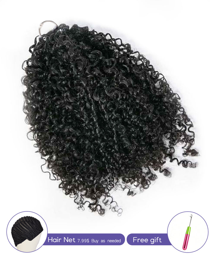 eullair Feather Crochet Curly Hair - 3C-4A Kinky Coily 100% Human Hair Pre-Looped