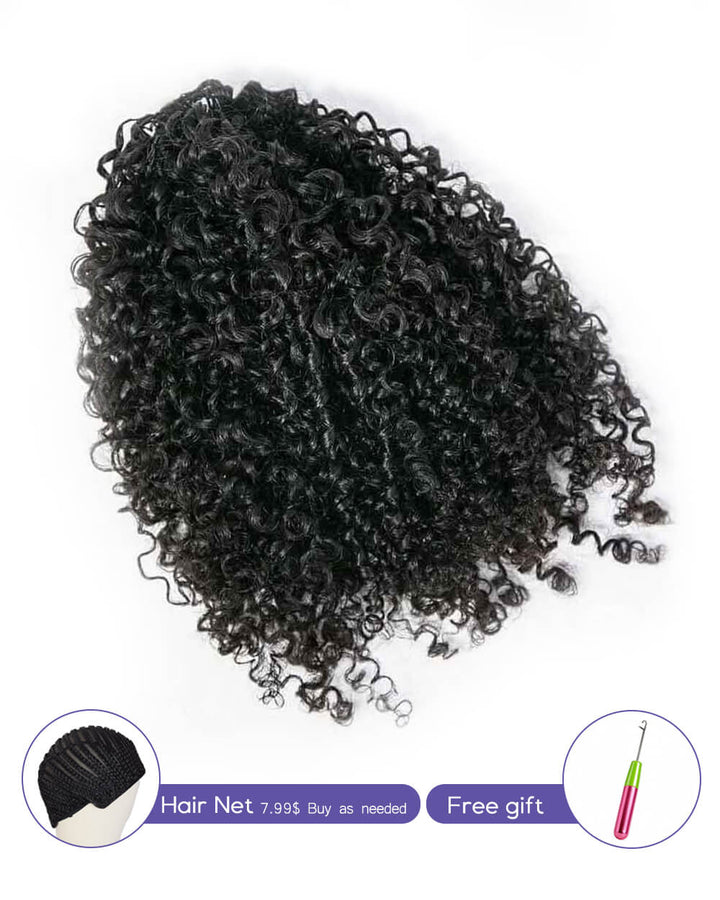 eullair Feather Crochet Curly Hair - 3C-4A Kinky Coily 100% Human Hair Pre-Looped