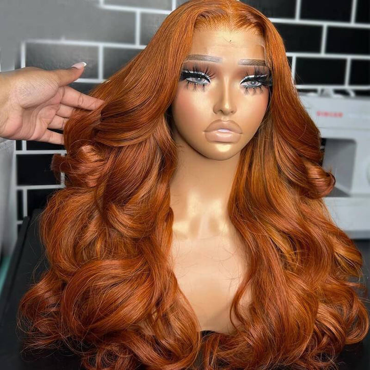 eullair Ombre Ginger Brown Body Wave Wig Loose Deep Wave Curly Lace Frontal Human Hair Wigs Transparent Lace Pre Plucked