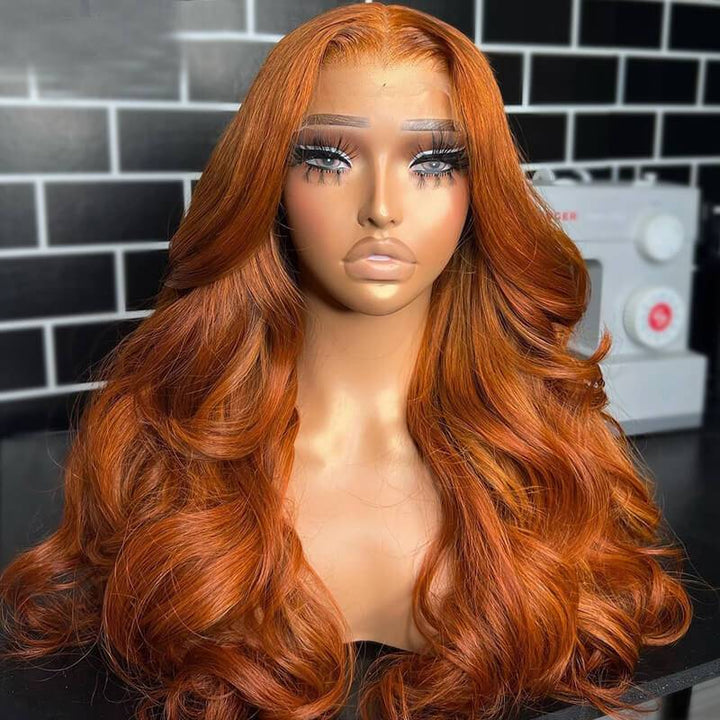 eullair Ombre Ginger Brown Body Wave Wig Loose Deep Wave Curly Lace Frontal Human Hair Wigs Transparent Lace Pre Plucked